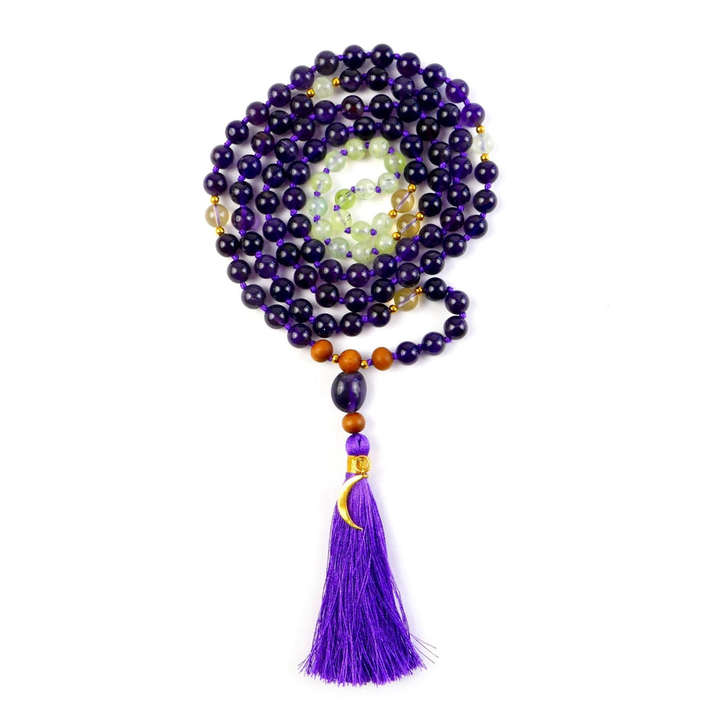 Amethyst Mala Necklace with 108 Beads