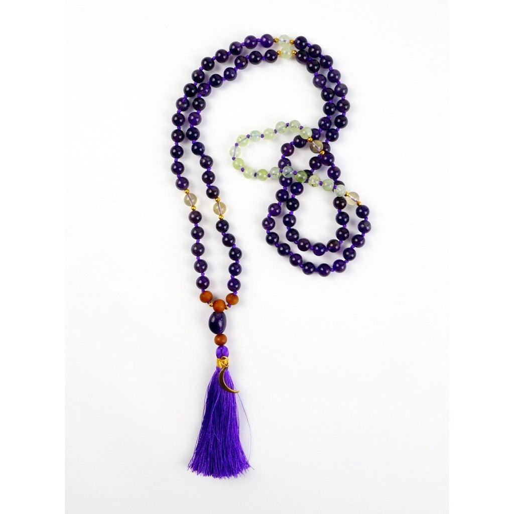 Amethyst Mala Necklace with 108 Beads