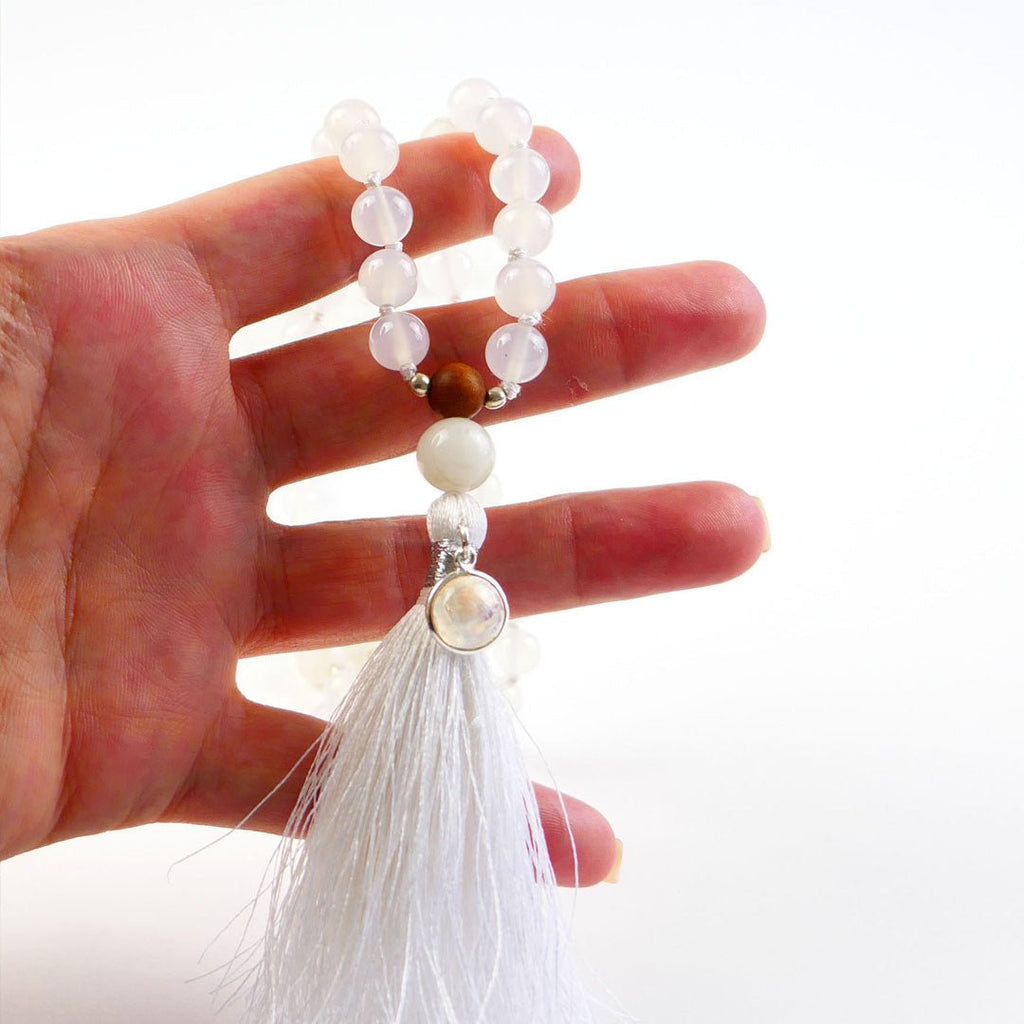 Moonstone Crystal Mala Necklace with 108 Beads