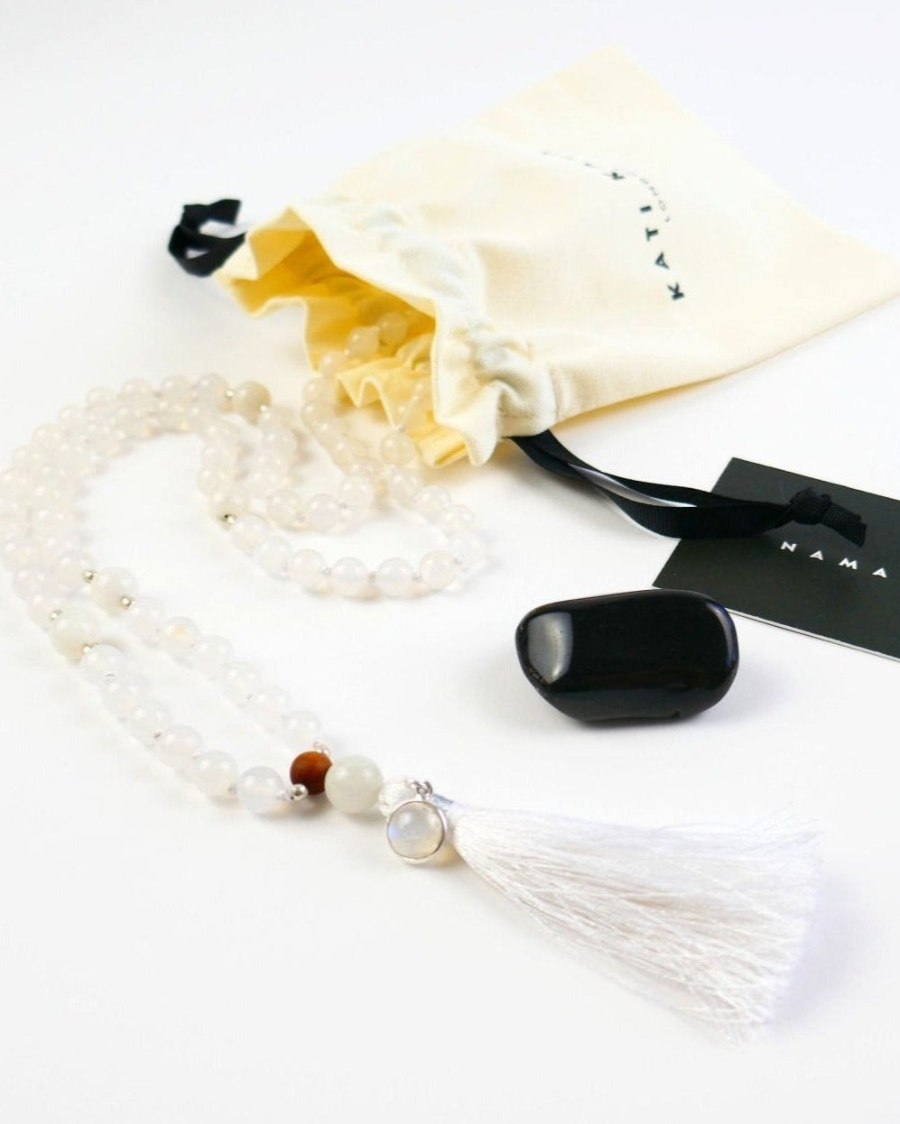 Moonstone Crystal Mala Necklace with 108 Beads