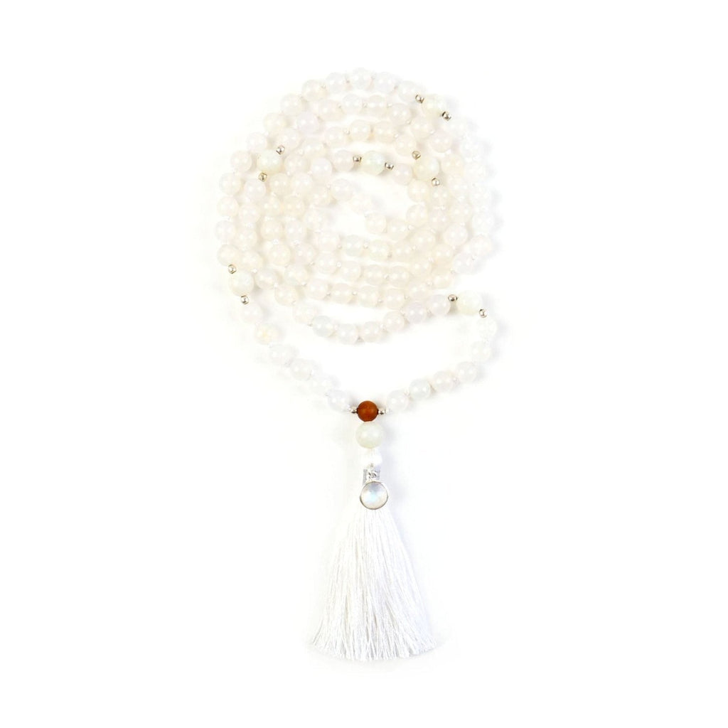 Moonstone Crystal Mala Necklace with 108 Beads