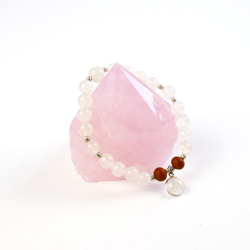 Moonstone Mala Necklace and Bracelet Set with Meditation Guide