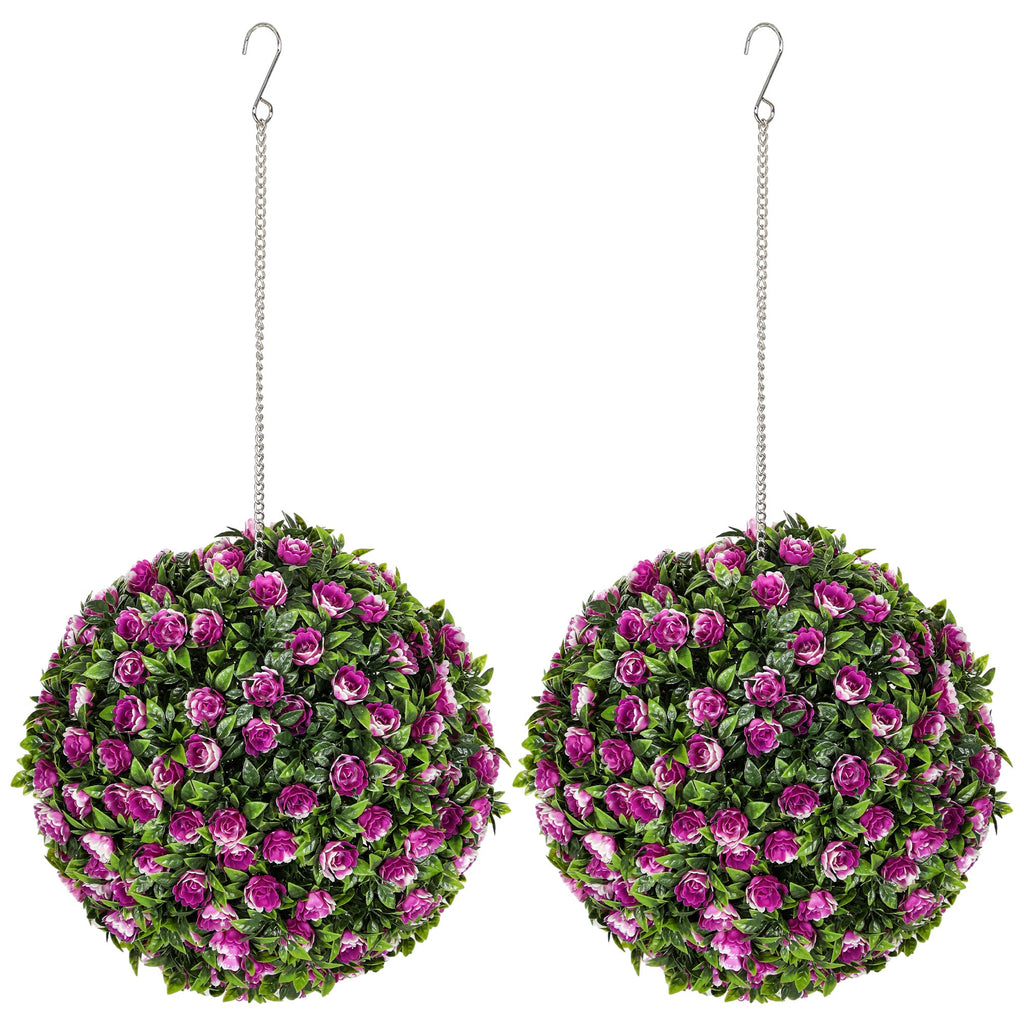 Set of 2 Artificial Plant Topiary Rose Balls