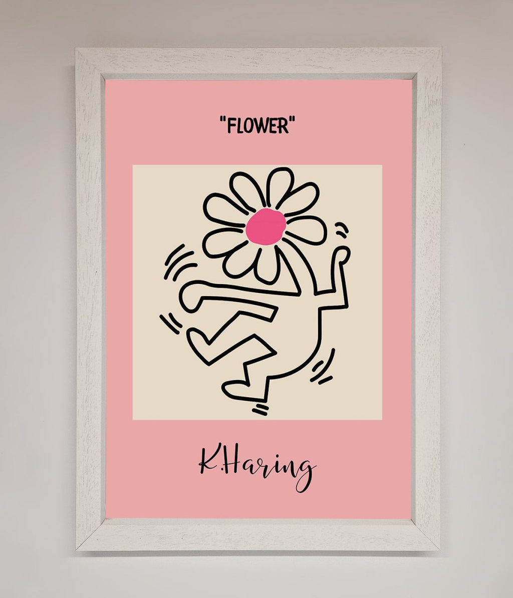 Keith Haring Flower Pink Framed Poster
