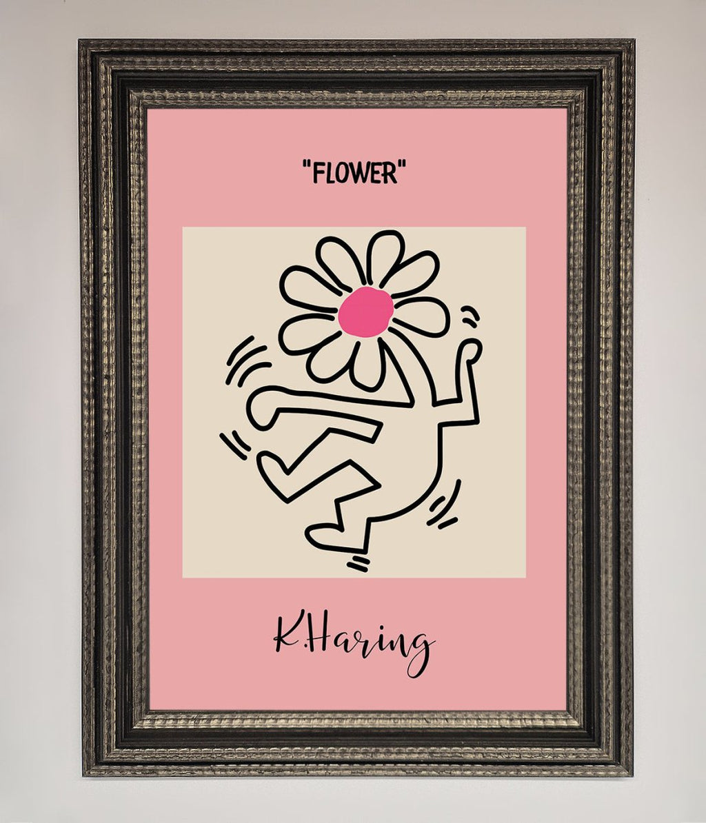 Keith Haring Flower Pink Framed Poster