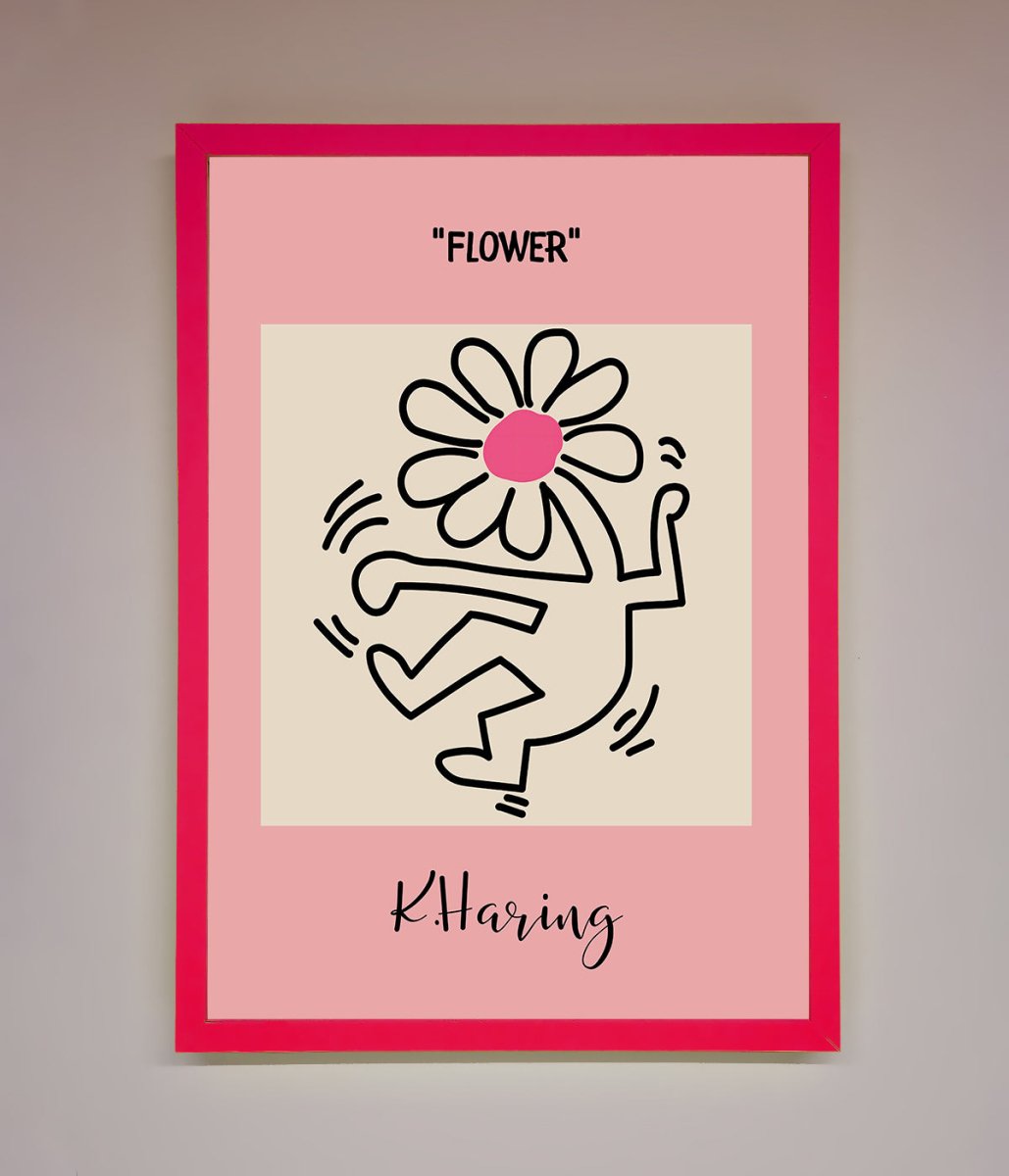 Keith Haring Flower Pink Framed Poster