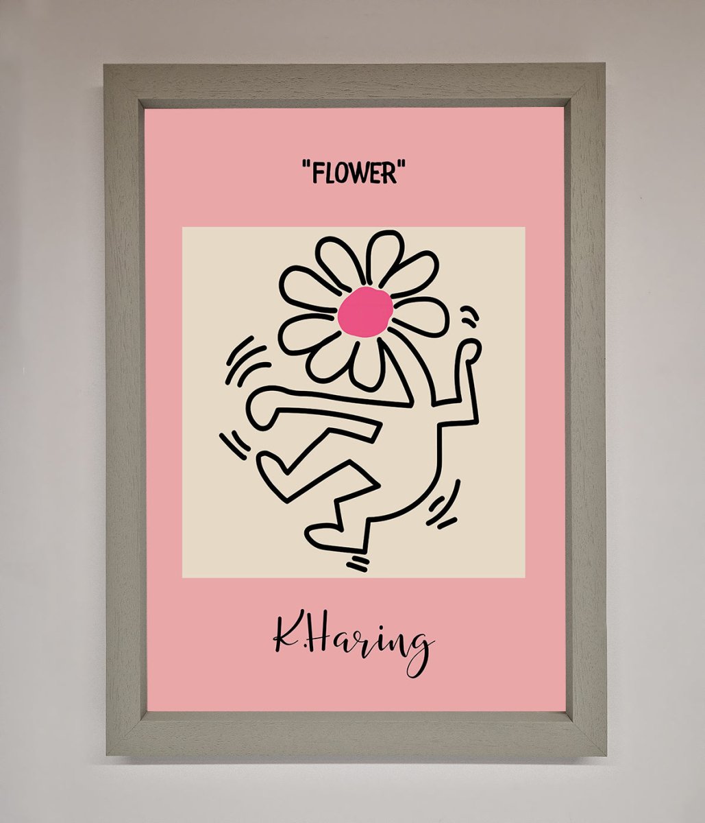 Keith Haring Flower Pink Framed Poster