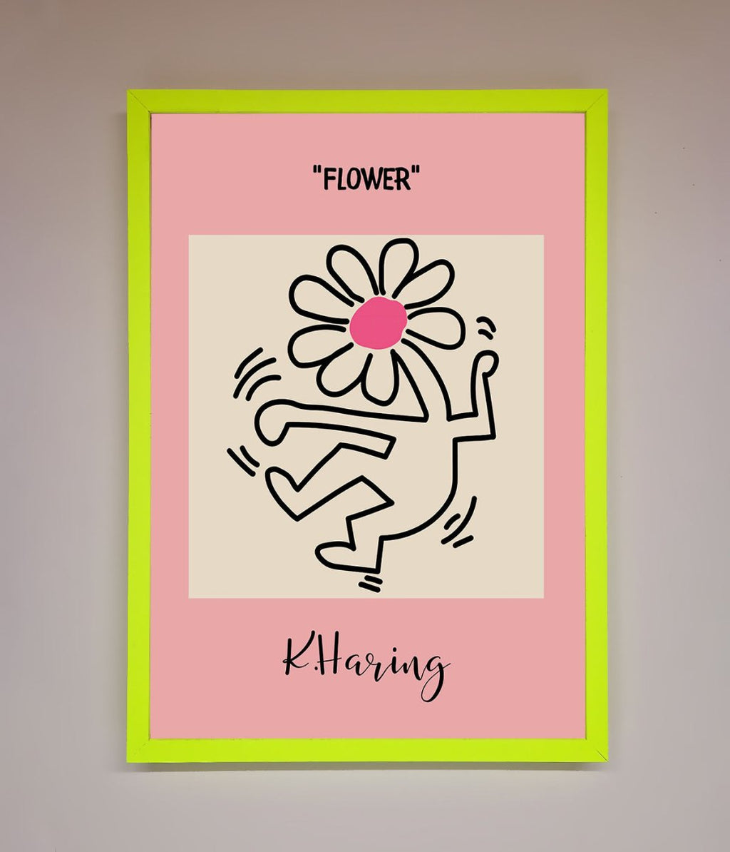 Keith Haring Flower Pink Framed Poster