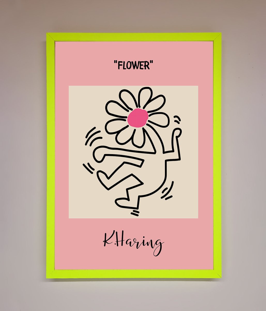 Keith Haring Flower Pink Framed Poster