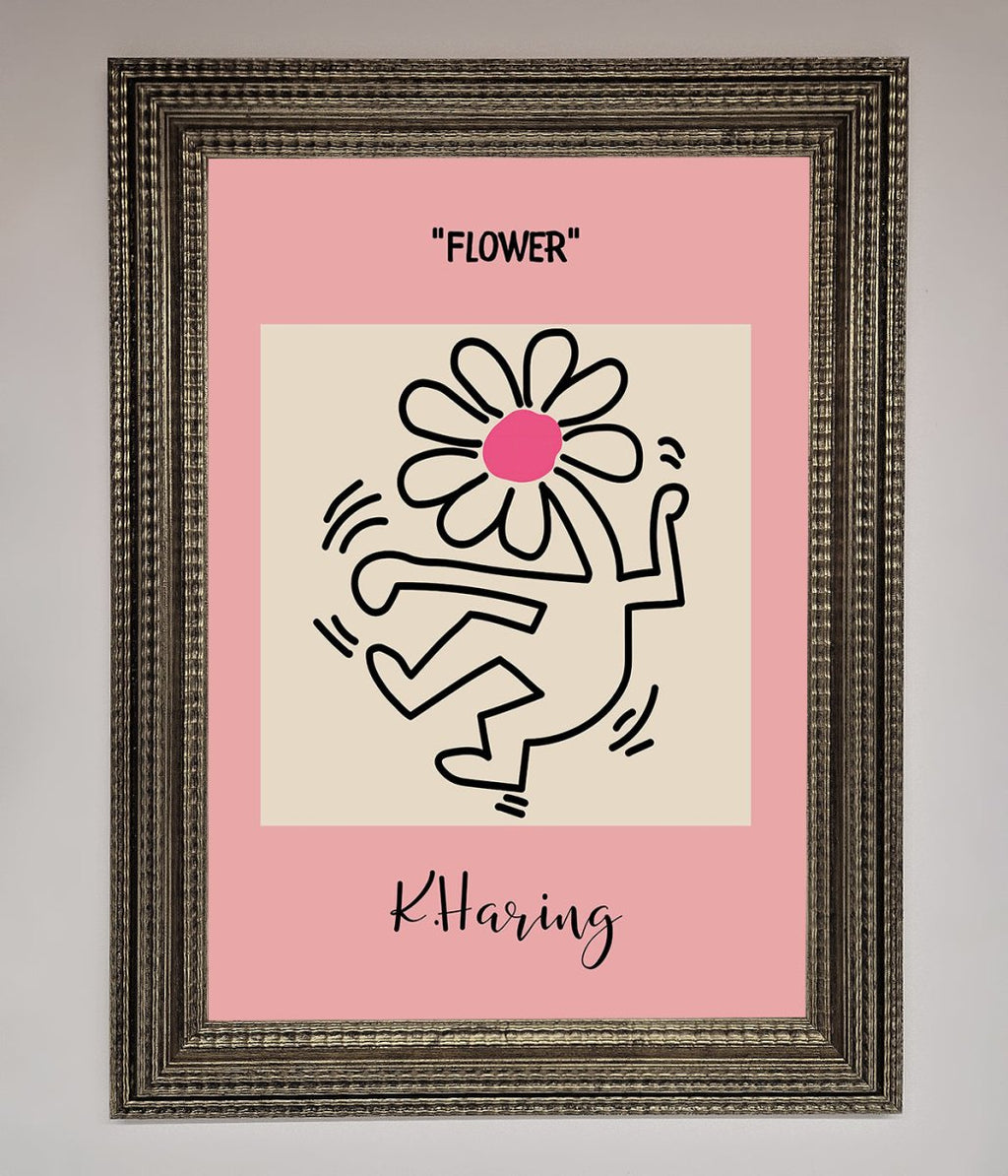 Keith Haring Flower Pink Framed Poster