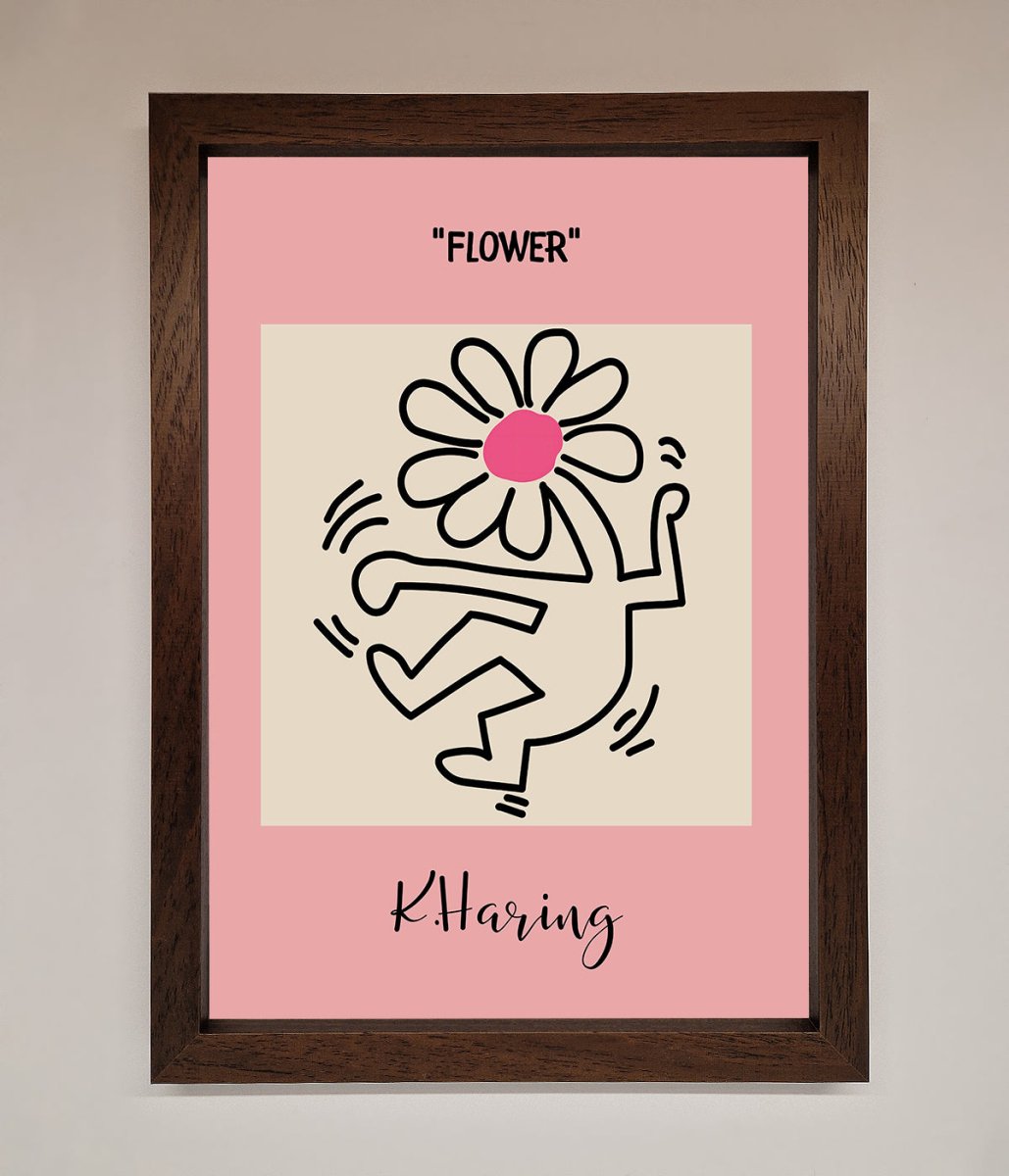 Keith Haring Flower Pink Framed Poster