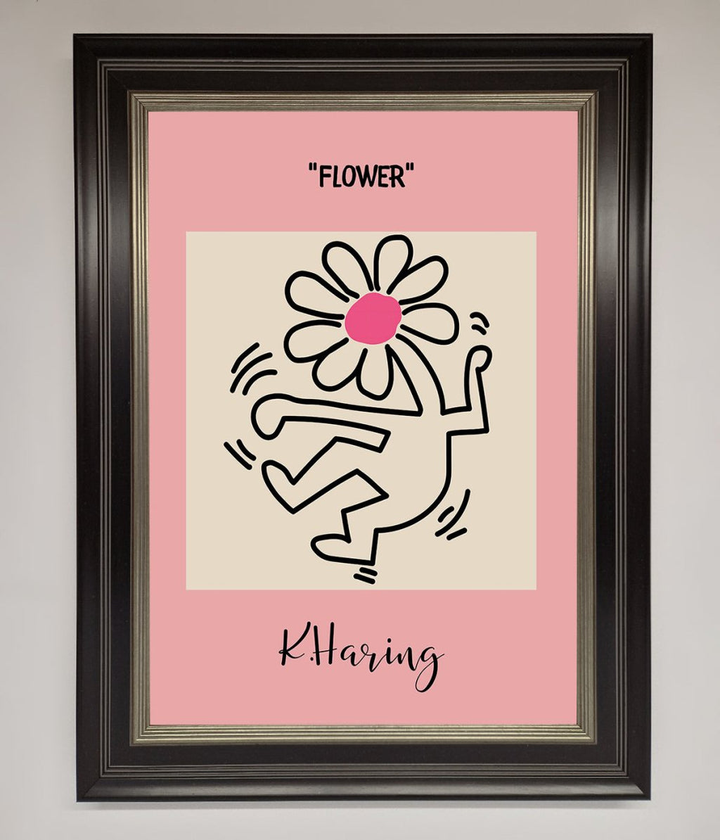 Keith Haring Flower Pink Framed Poster