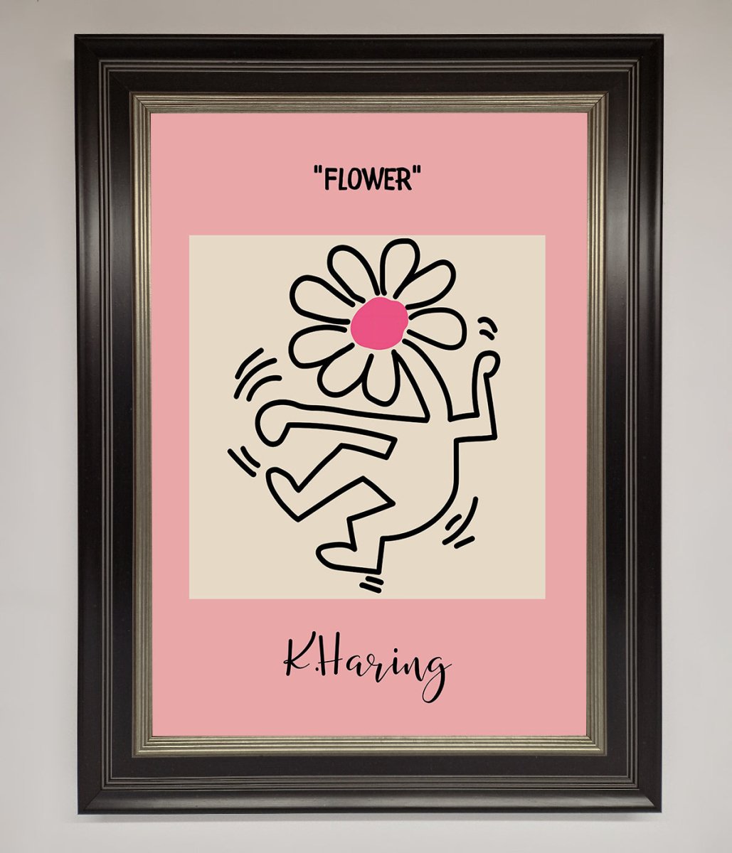 Keith Haring Flower Pink Framed Poster