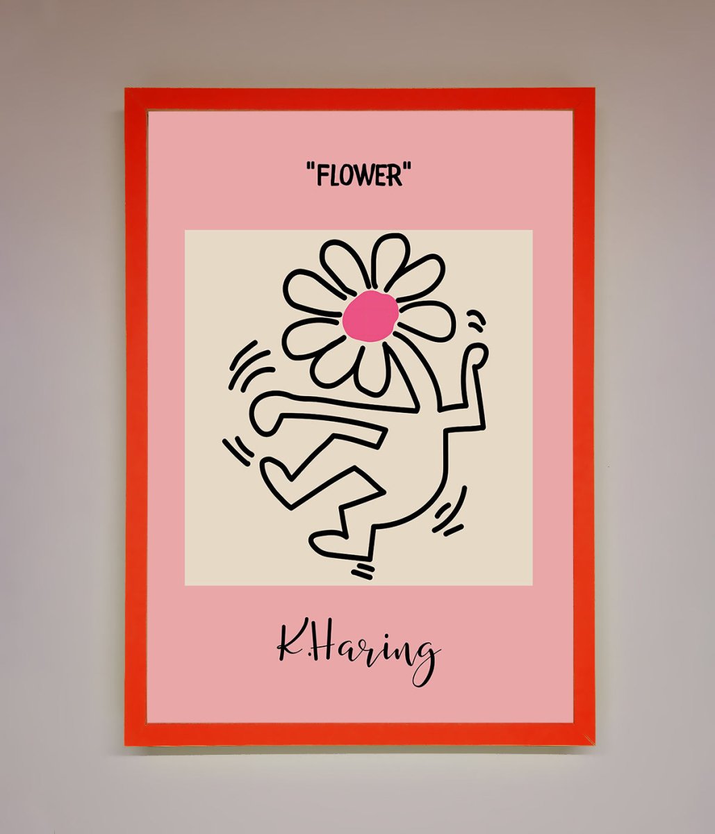 Keith Haring Flower Pink Framed Poster