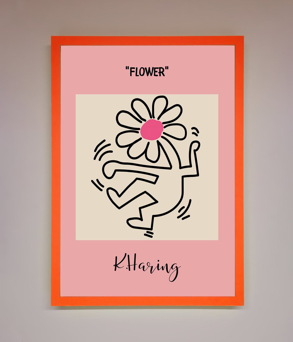 Keith Haring Flower Pink Framed Poster
