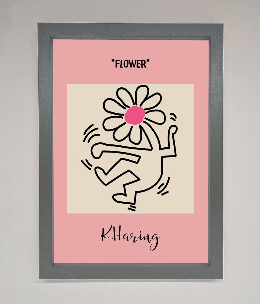 Keith Haring Flower Pink Framed Poster