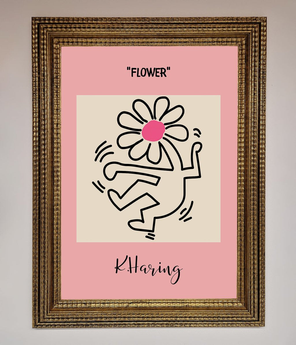 Keith Haring Flower Pink Framed Poster