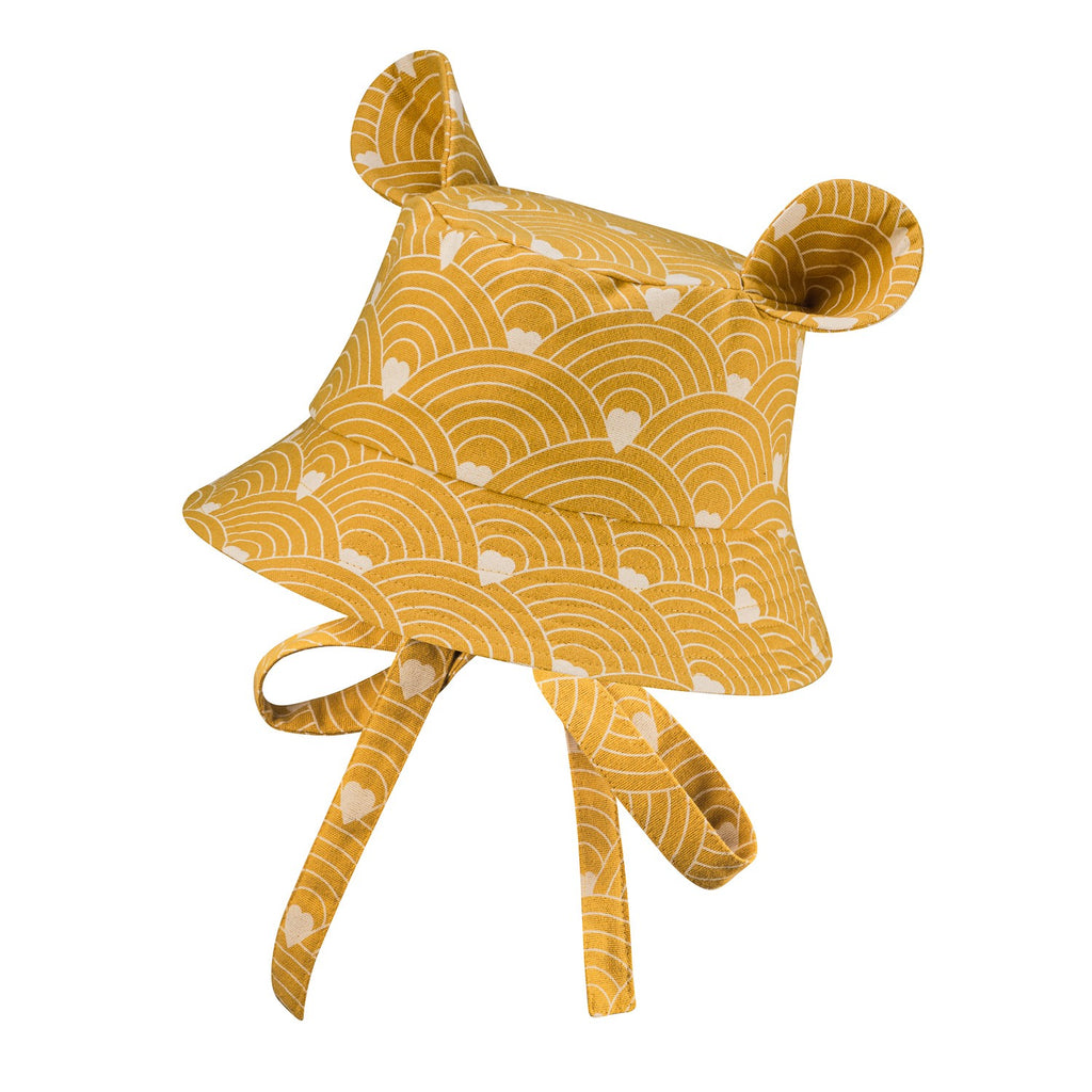 Kids Hat with Ears - Waves on Mustard
