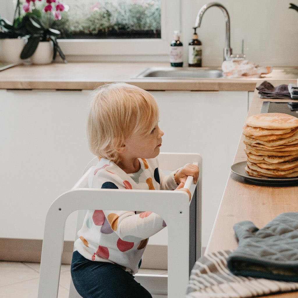 Handcrafted Wooden Kitchen Helper for Kids – Safe & Adjustable by Montessori House Bed at www.brixbailey.com