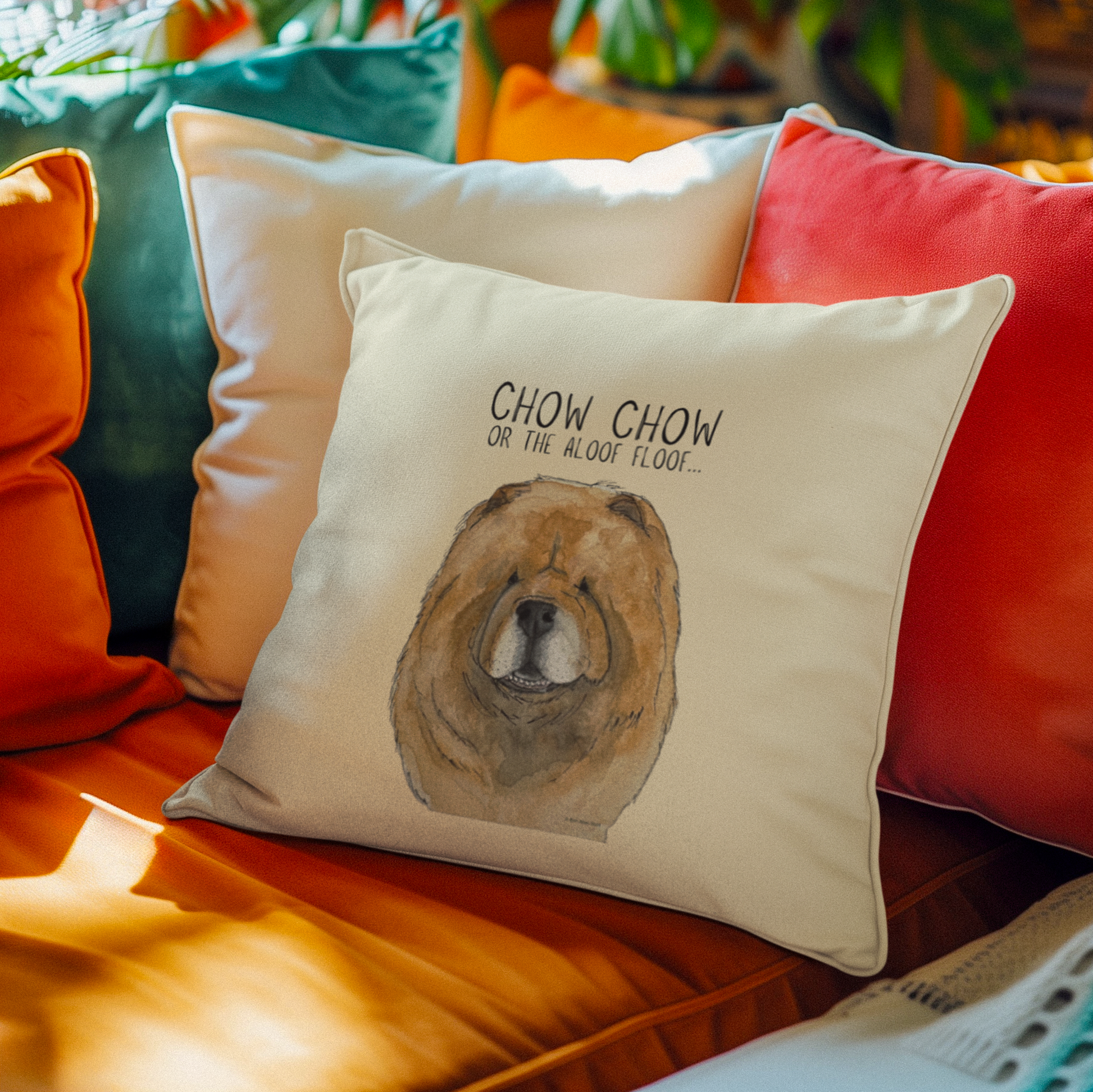 Red Chow Chow Cushion Cover