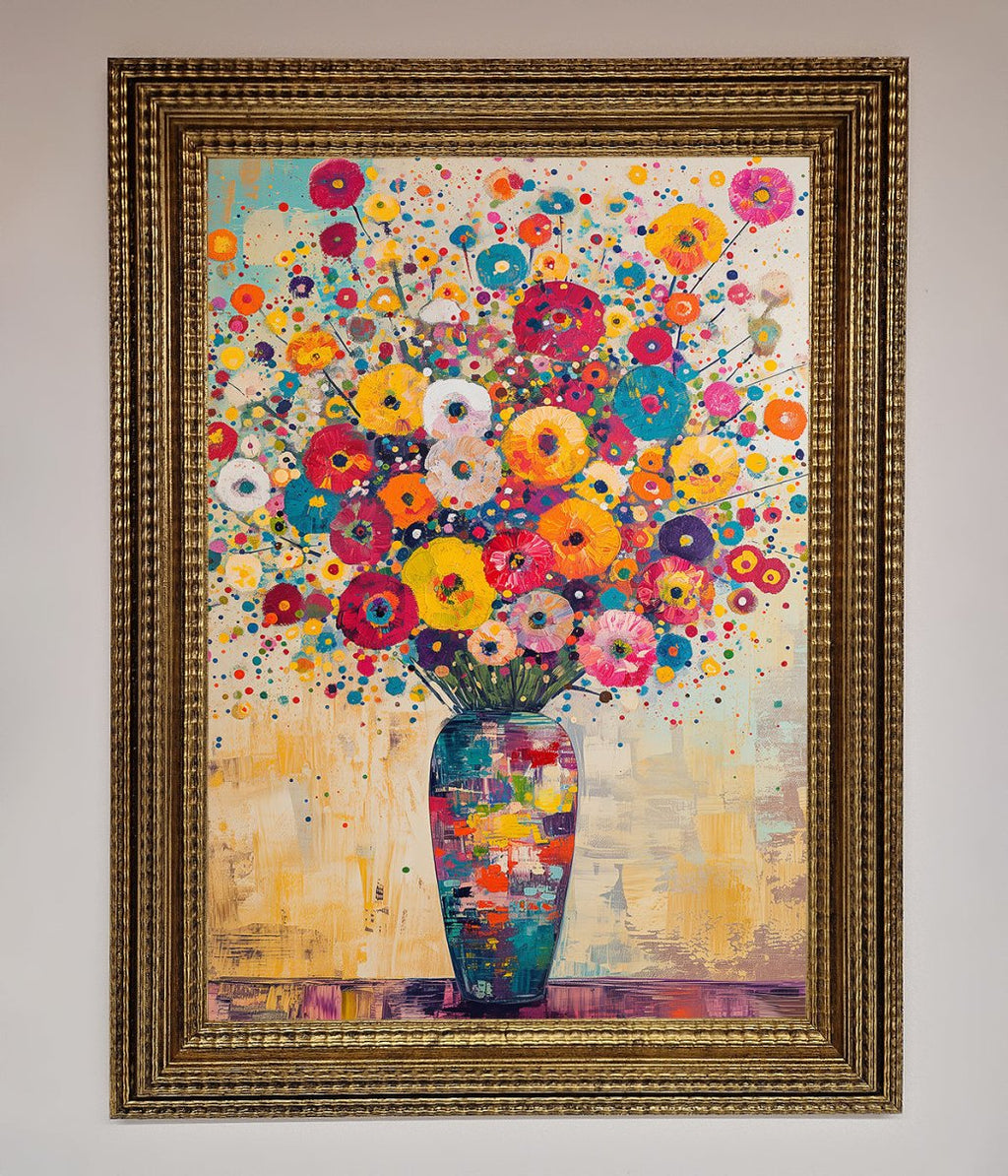 Flowers Framed Poster in Klimt Style