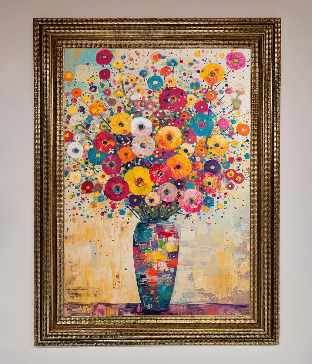 Flowers Framed Poster in Klimt Style