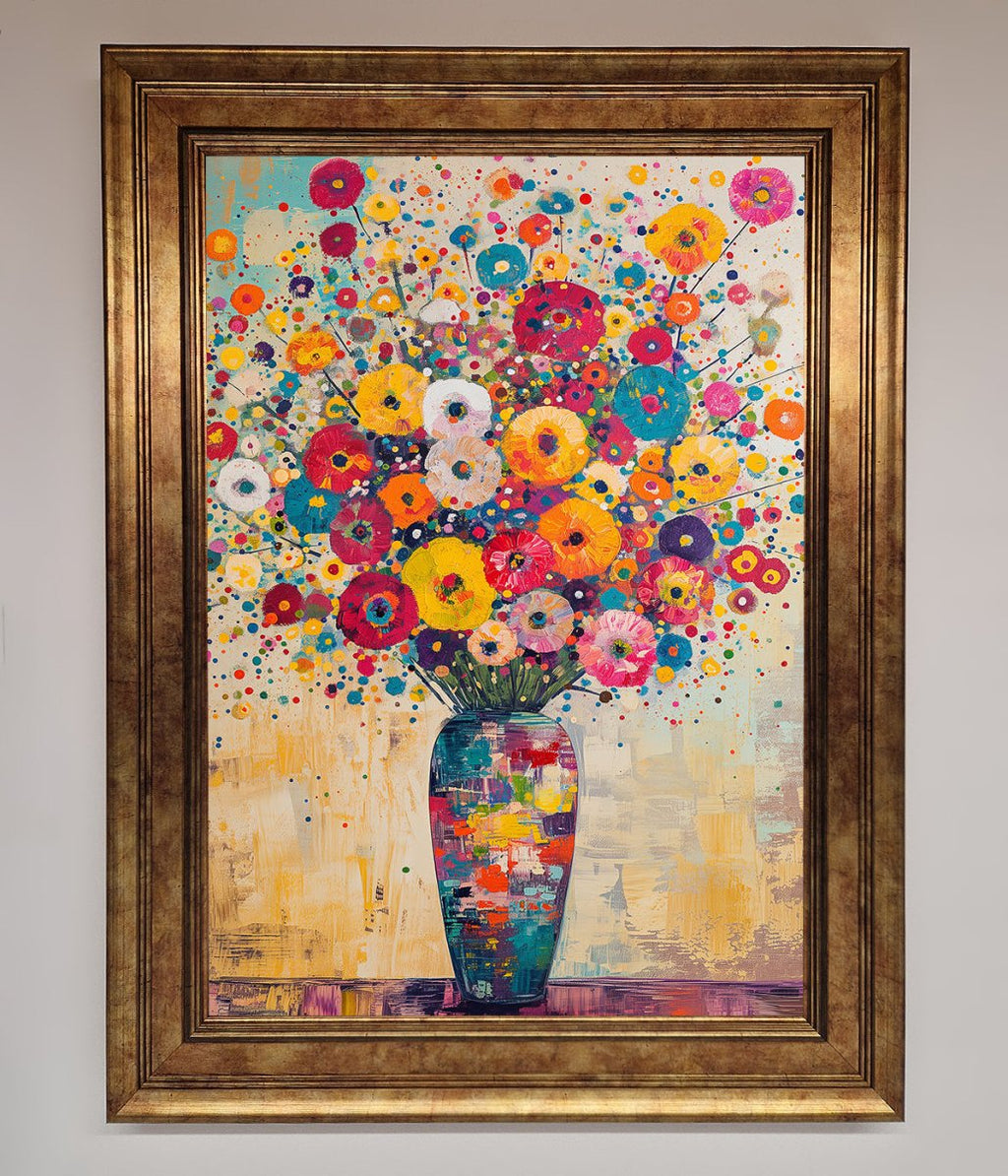 Flowers Framed Poster in Klimt Style