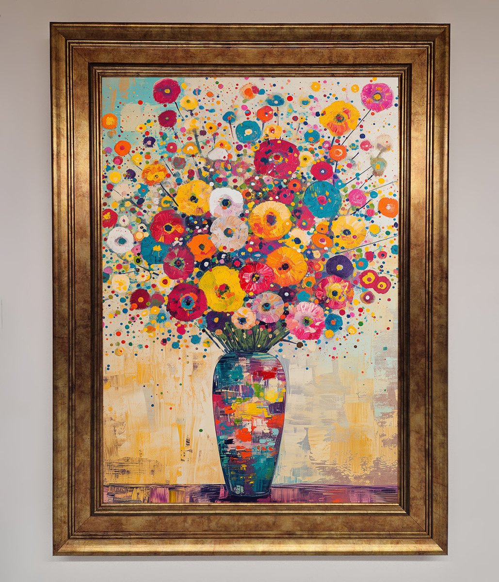 Flowers Framed Poster in Klimt Style