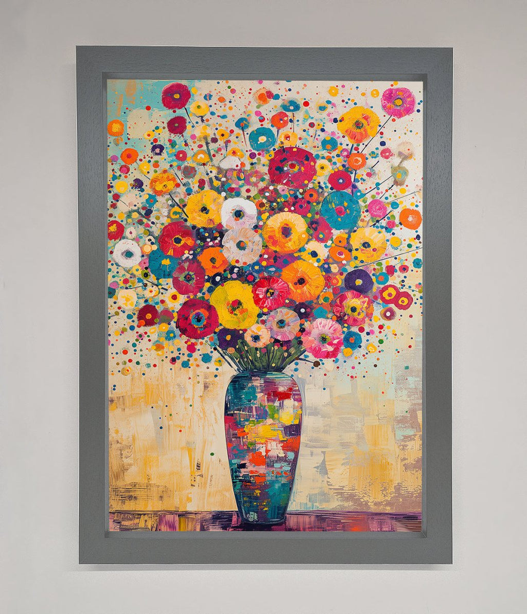Flowers Framed Poster in Klimt Style