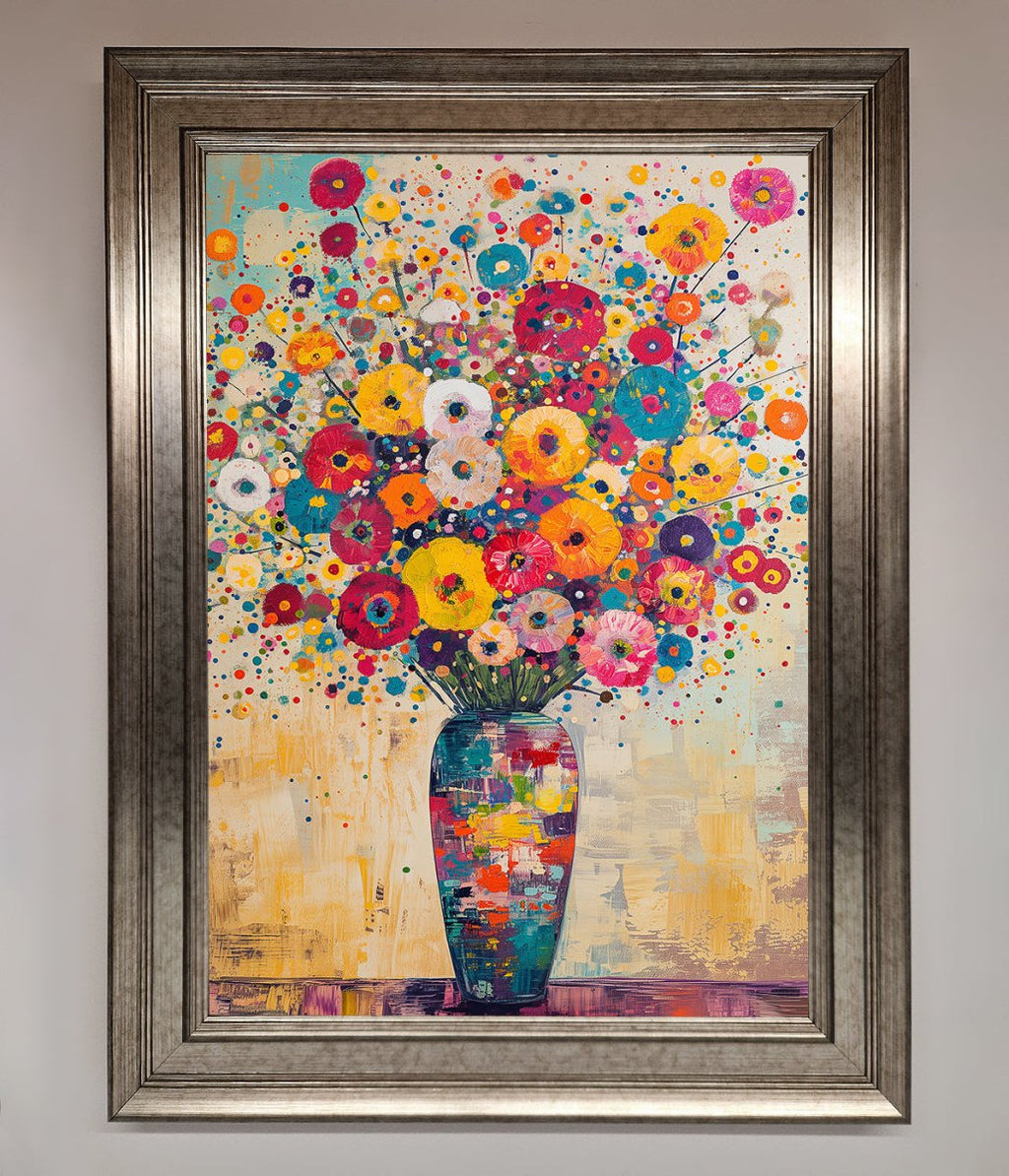 Flowers Framed Poster in Klimt Style