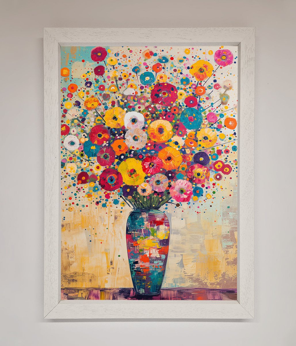 Flowers Framed Poster in Klimt Style