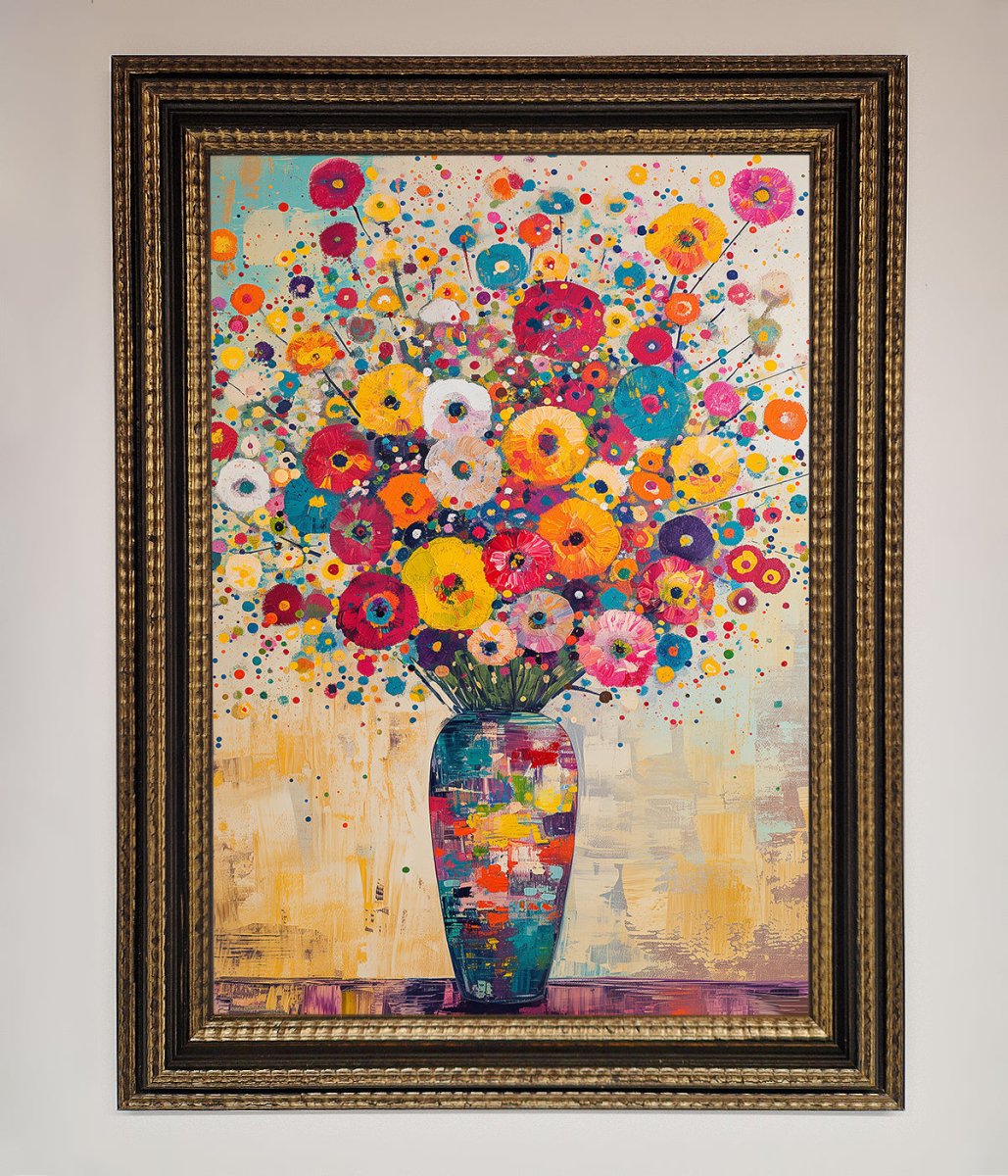 Flowers Framed Poster in Klimt Style