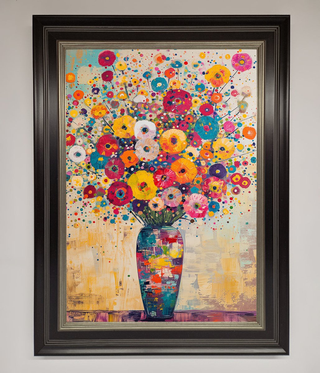 Flowers Framed Poster in Klimt Style