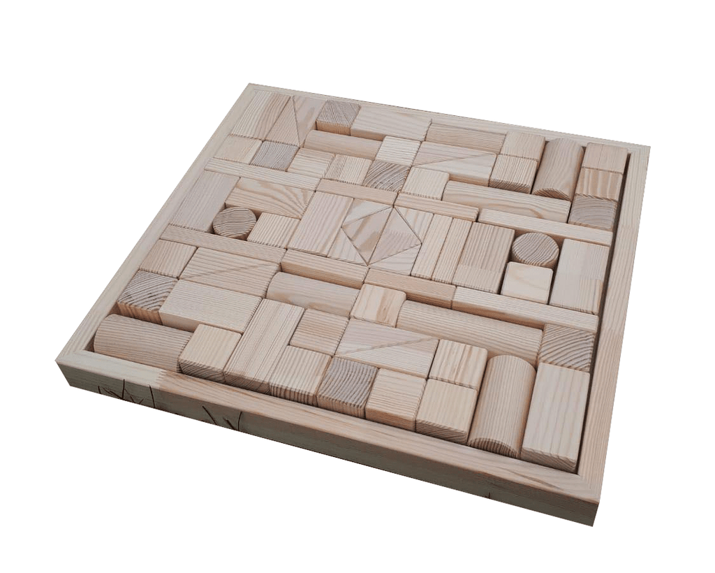Creative Wooden Block Set – Durable, Unique Shapes & Storage Box by ROOSI Traditional Toys at www.brixbailey.com