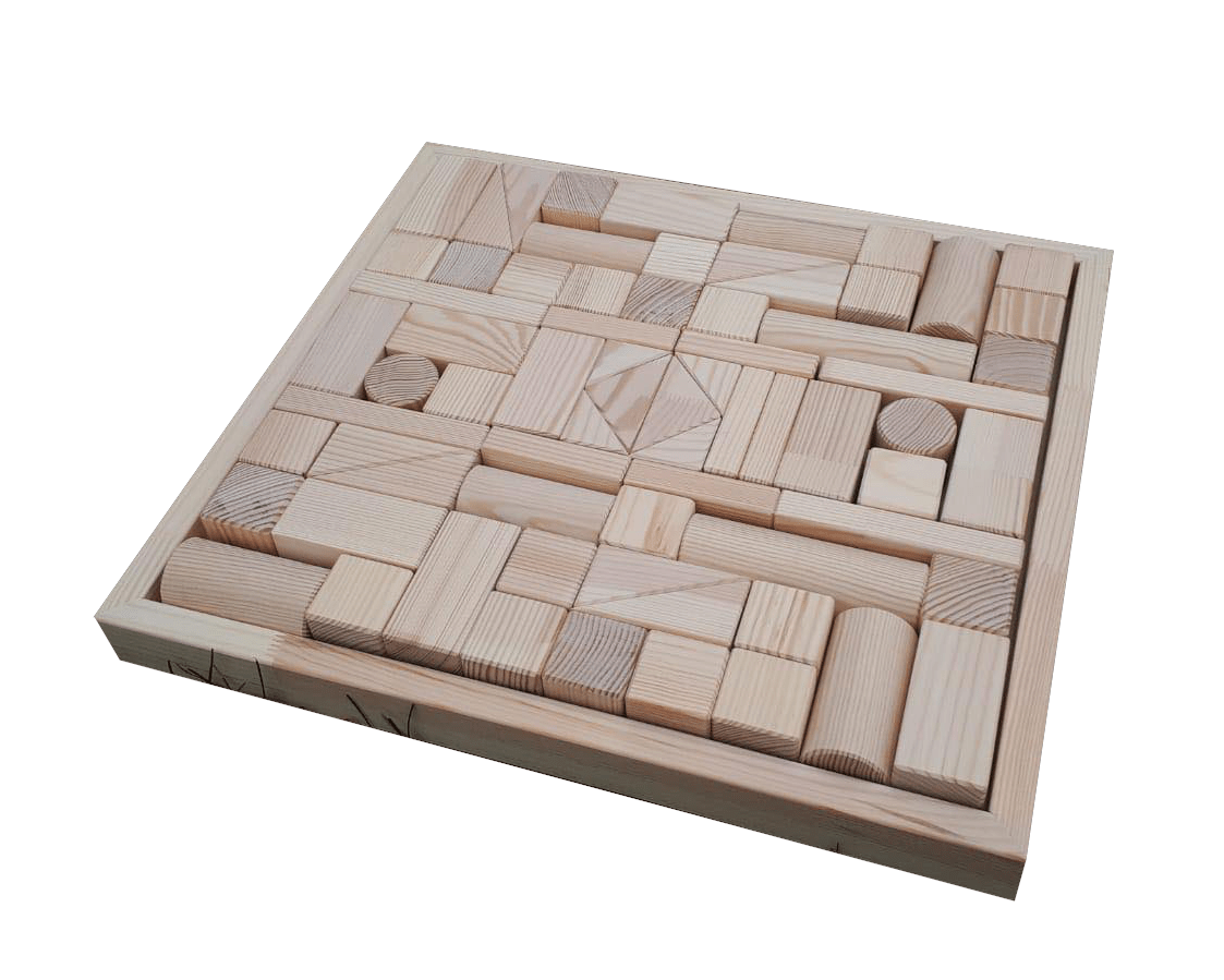 Creative Wooden Block Set – Durable, Unique Shapes & Storage Box by ROOSI Traditional Toys at www.brixbailey.com