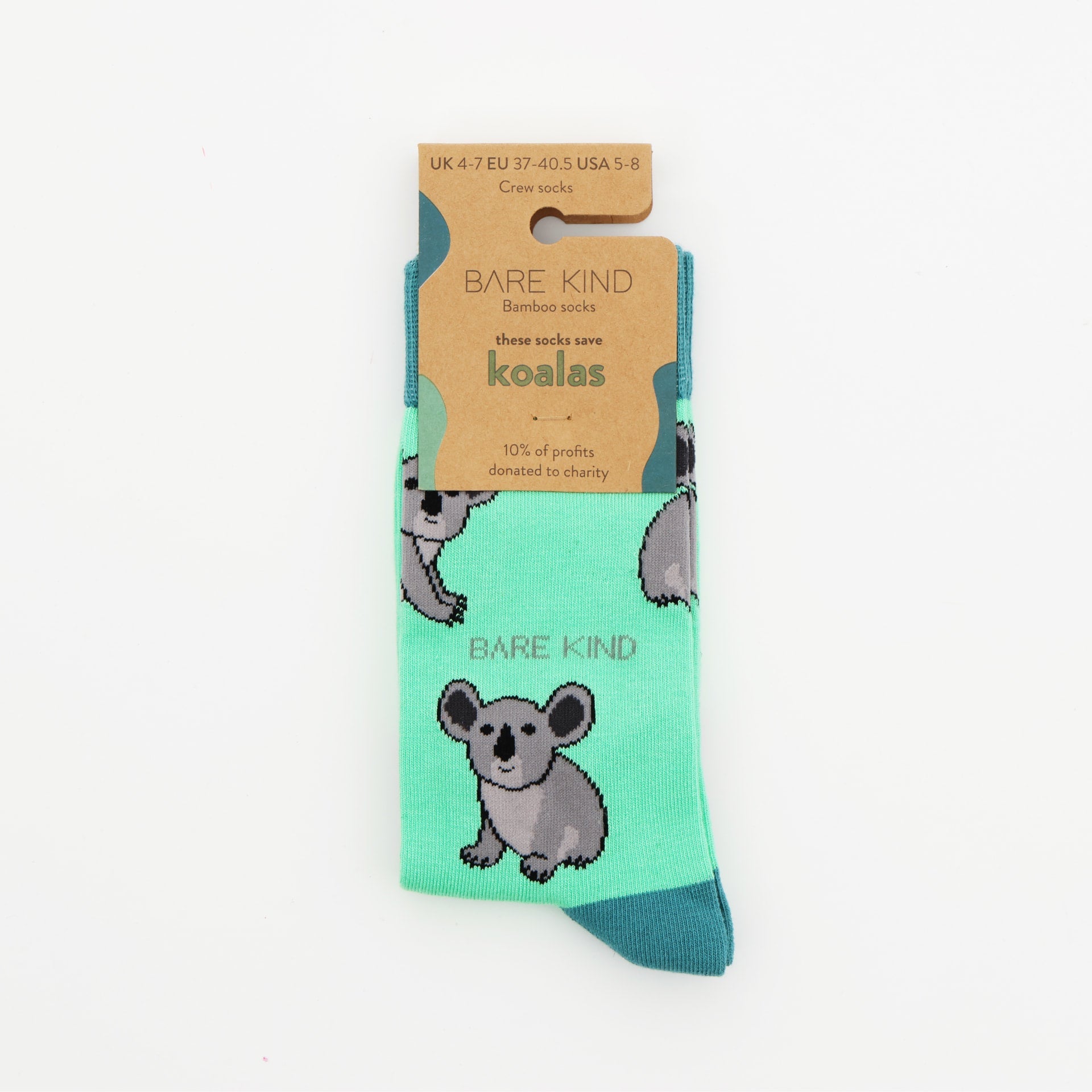 Save the Koalas Bamboo Socks in Mint Green