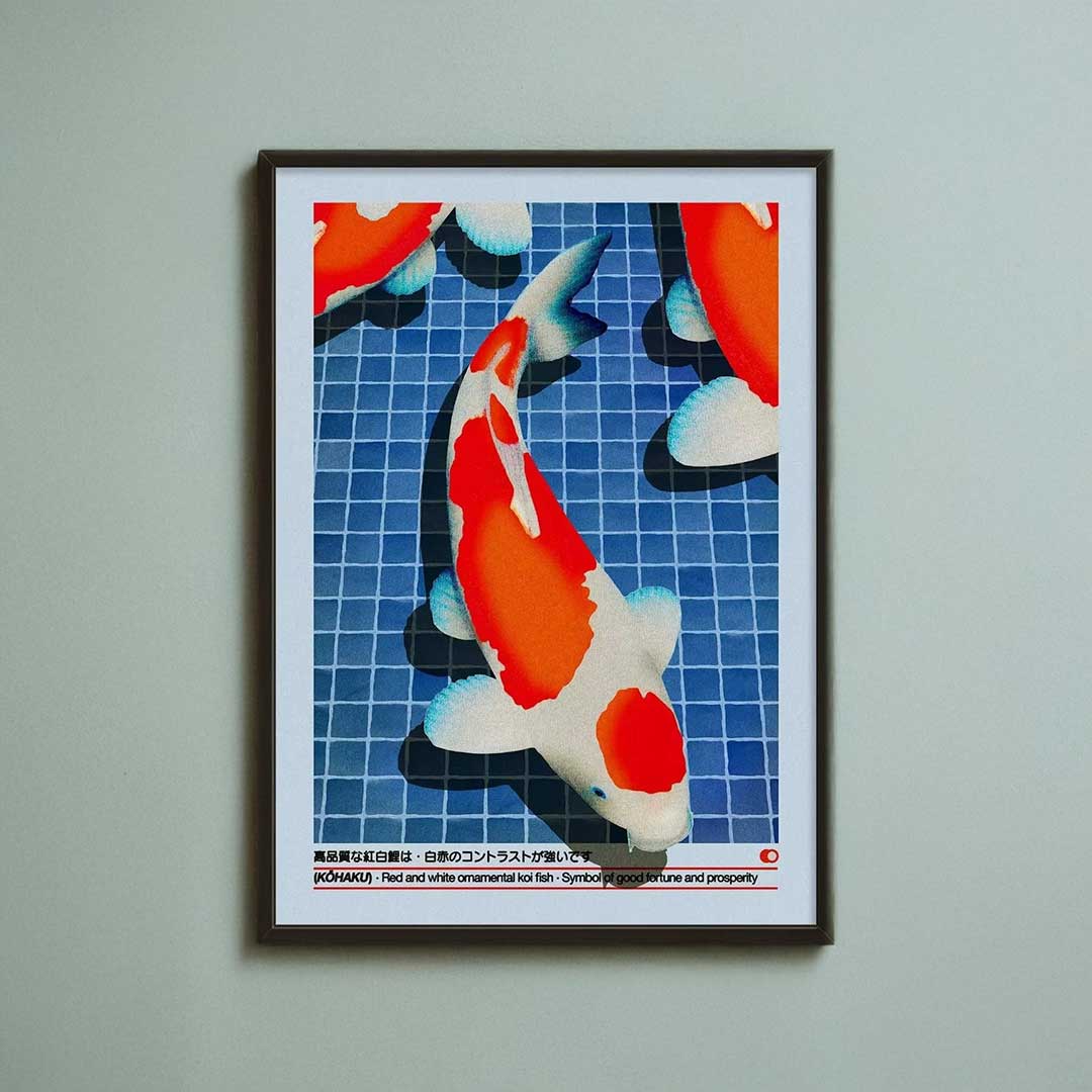 Red and White Koi Fish Print