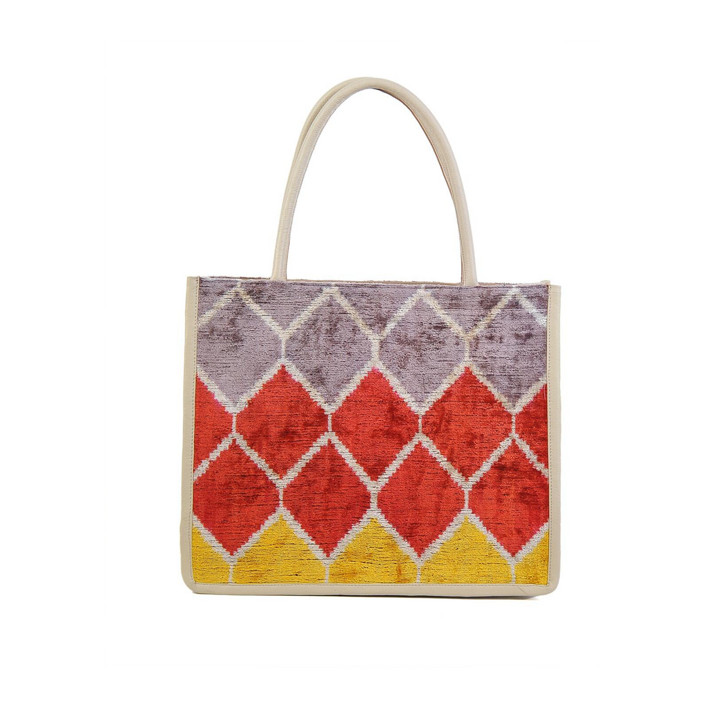 Luxurious Rachel Large Tote Bag – Silk & Leather Blend, Handmade by Jkel at www.brixbailey.com