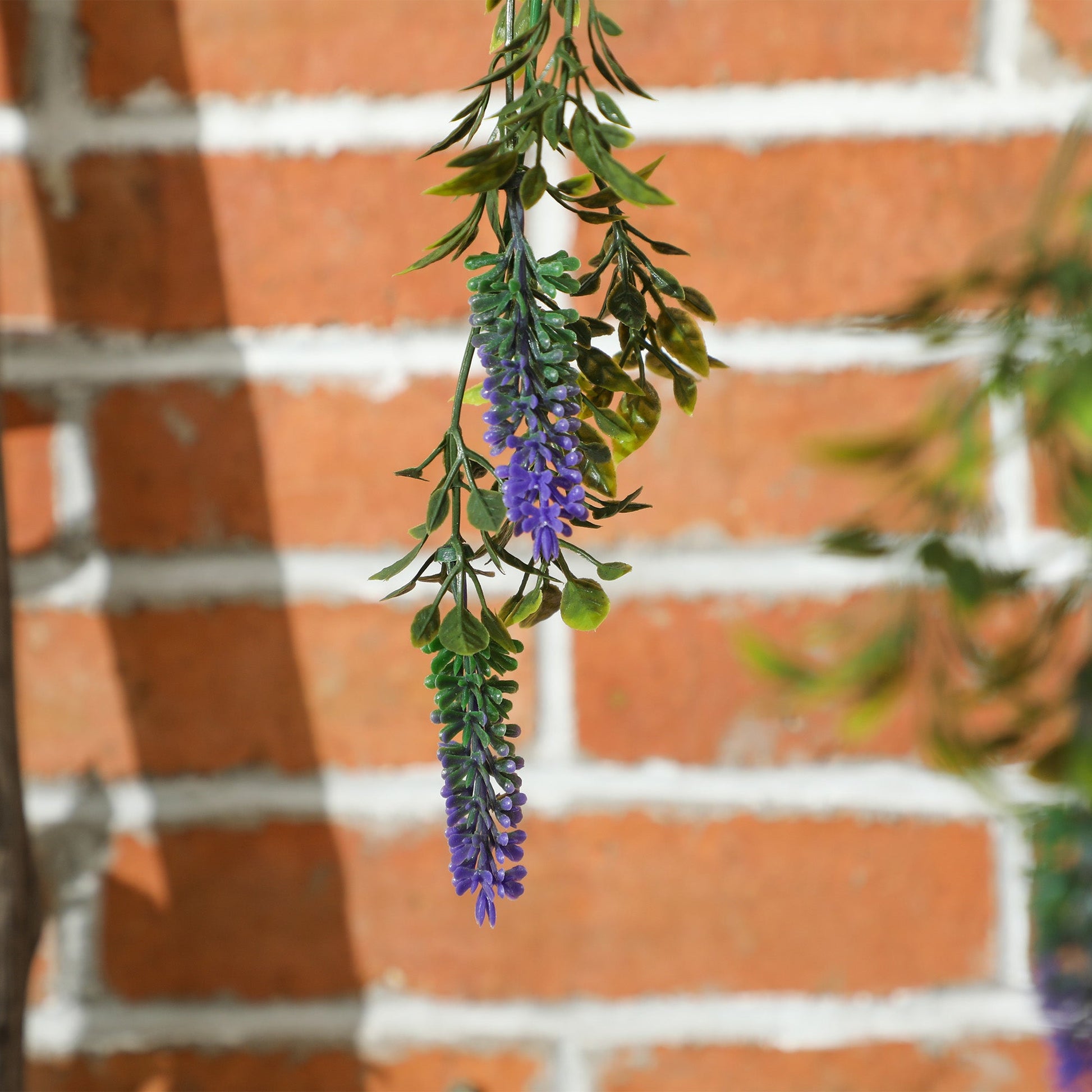 Set of 2 Artificial Lavender Flowers in Wicker Basket with Hanging Chains