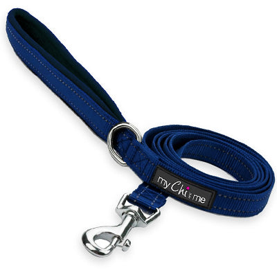 Reflective Navy Webbing Lead 15mm with Neoprene Handle