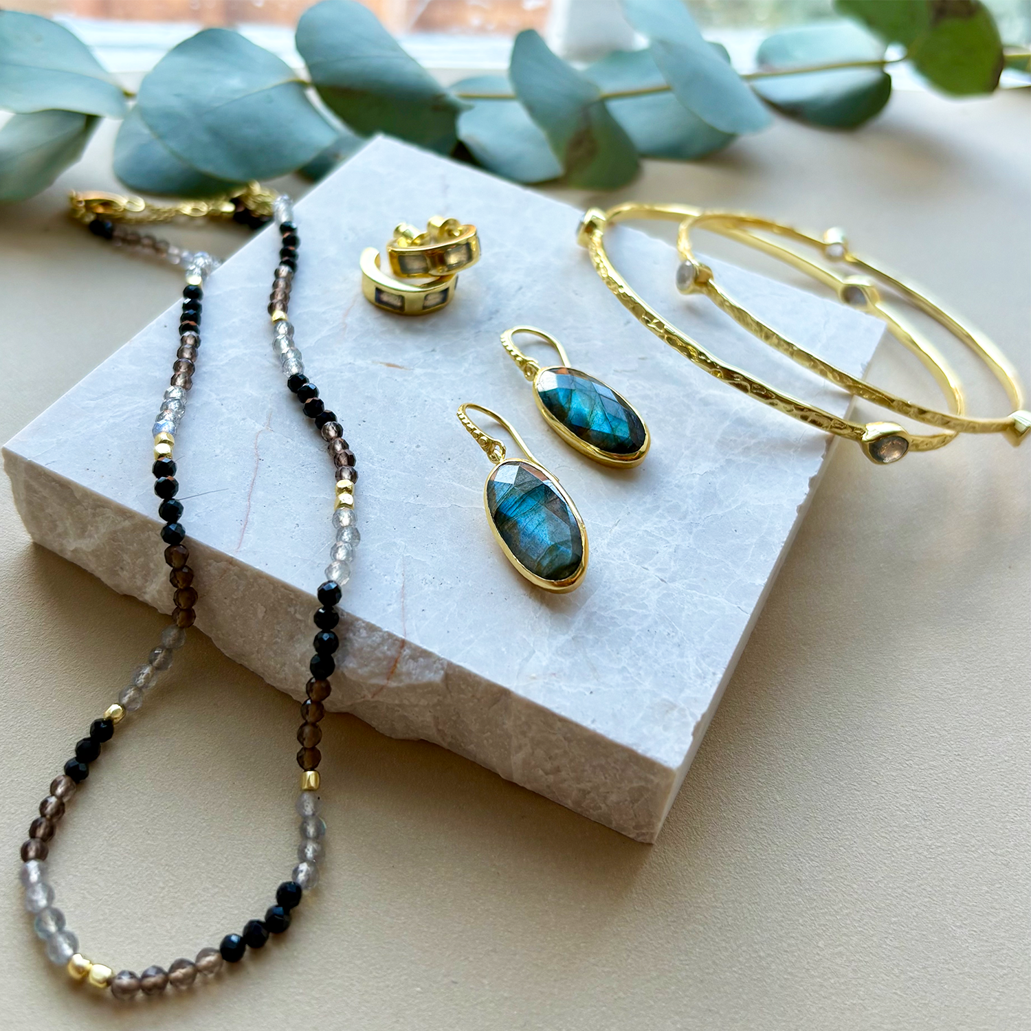 Cora Chunky Huggie Hoops Labradorite