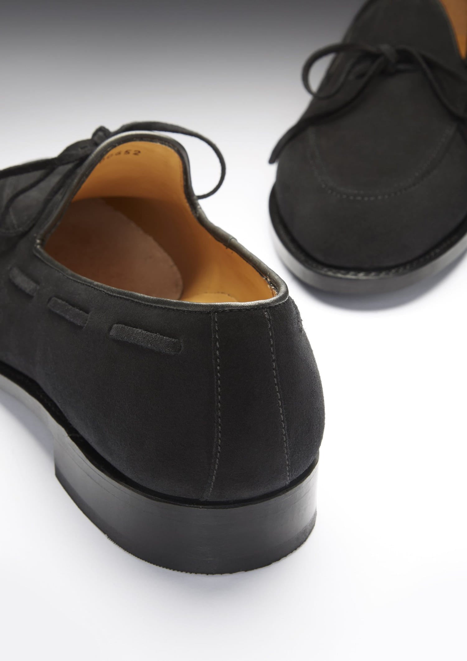 Black Suede Laced Loafers with Welted Leather Sole