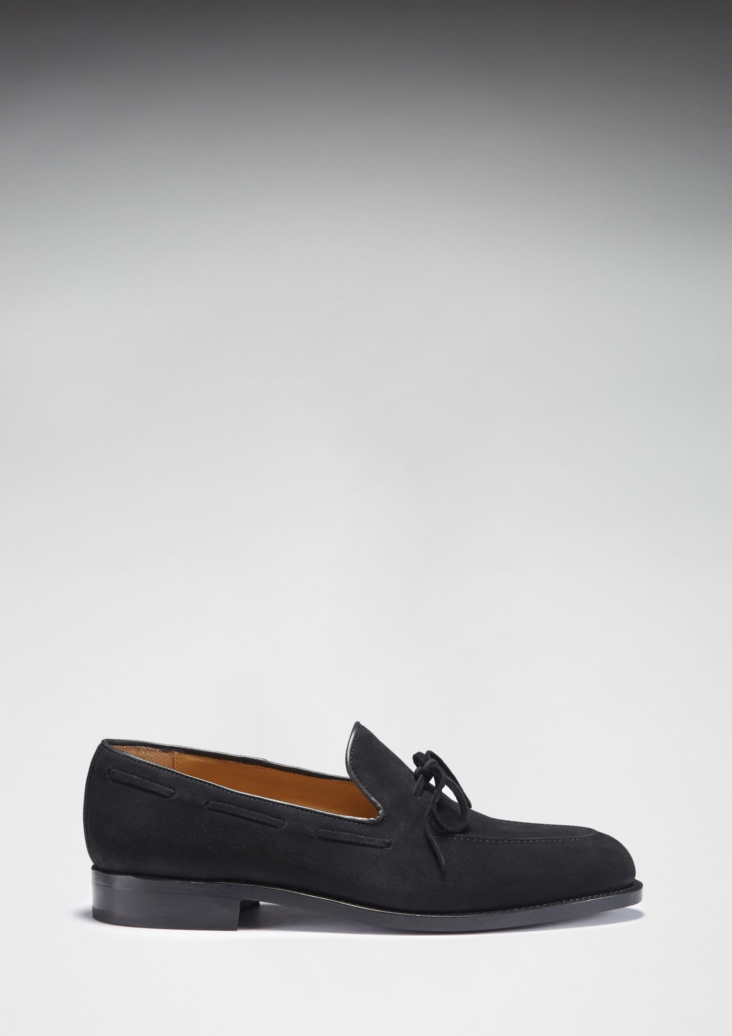 Black Suede Laced Loafers with Welted Leather Sole