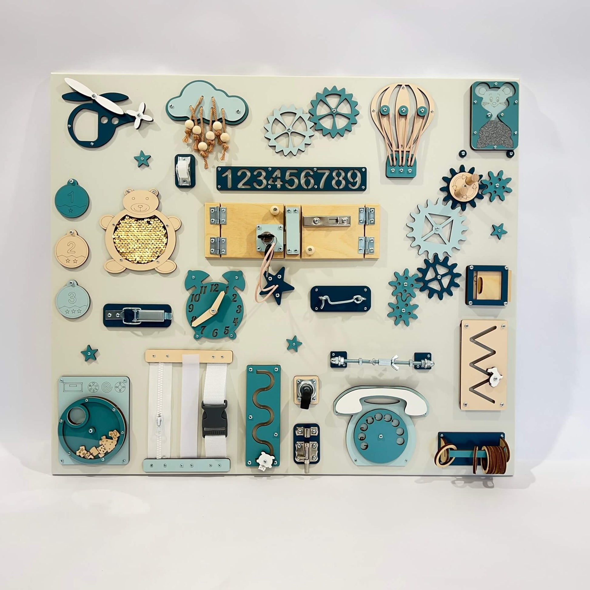 Large Montessori busy board for learning (60×70 cm)