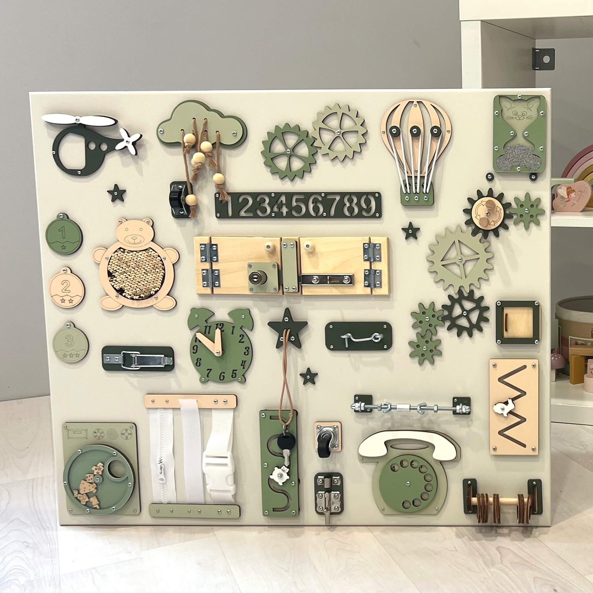 Large Montessori busy board for learning (60×70 cm)