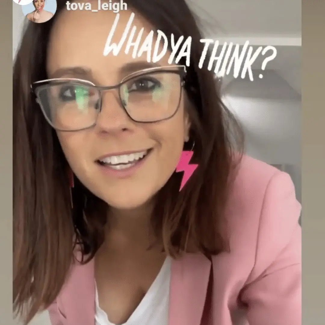 Large Neon Pink Cork Lightning Bolt Earrings