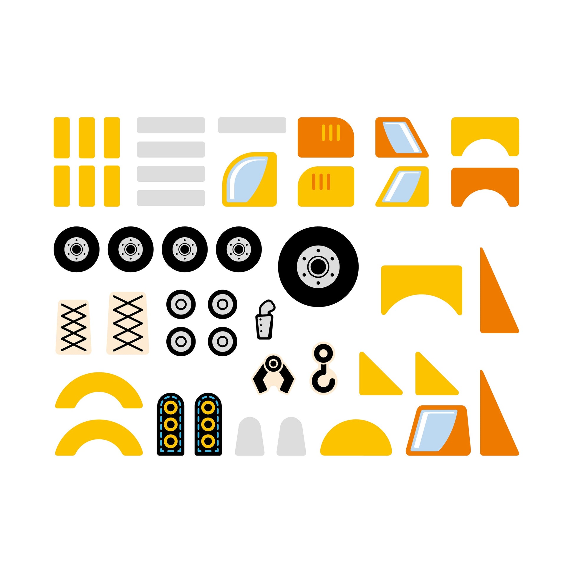 child hammering wooden construction vehicle pieces onto cork board with pastel-colored blocks and pins