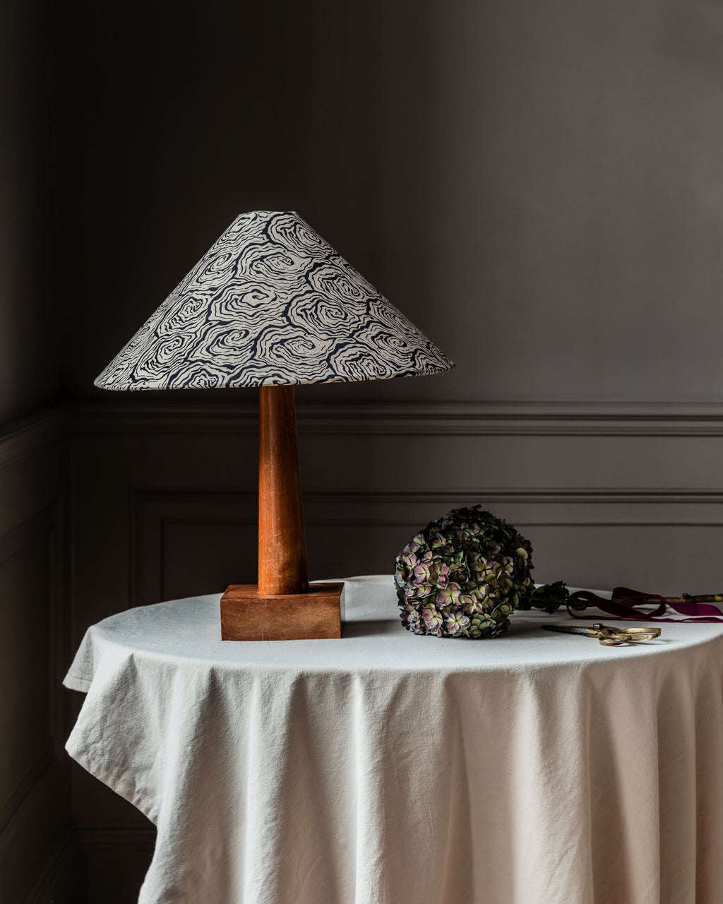 Oysters Monochrome Tapered Cone Lampshade Large