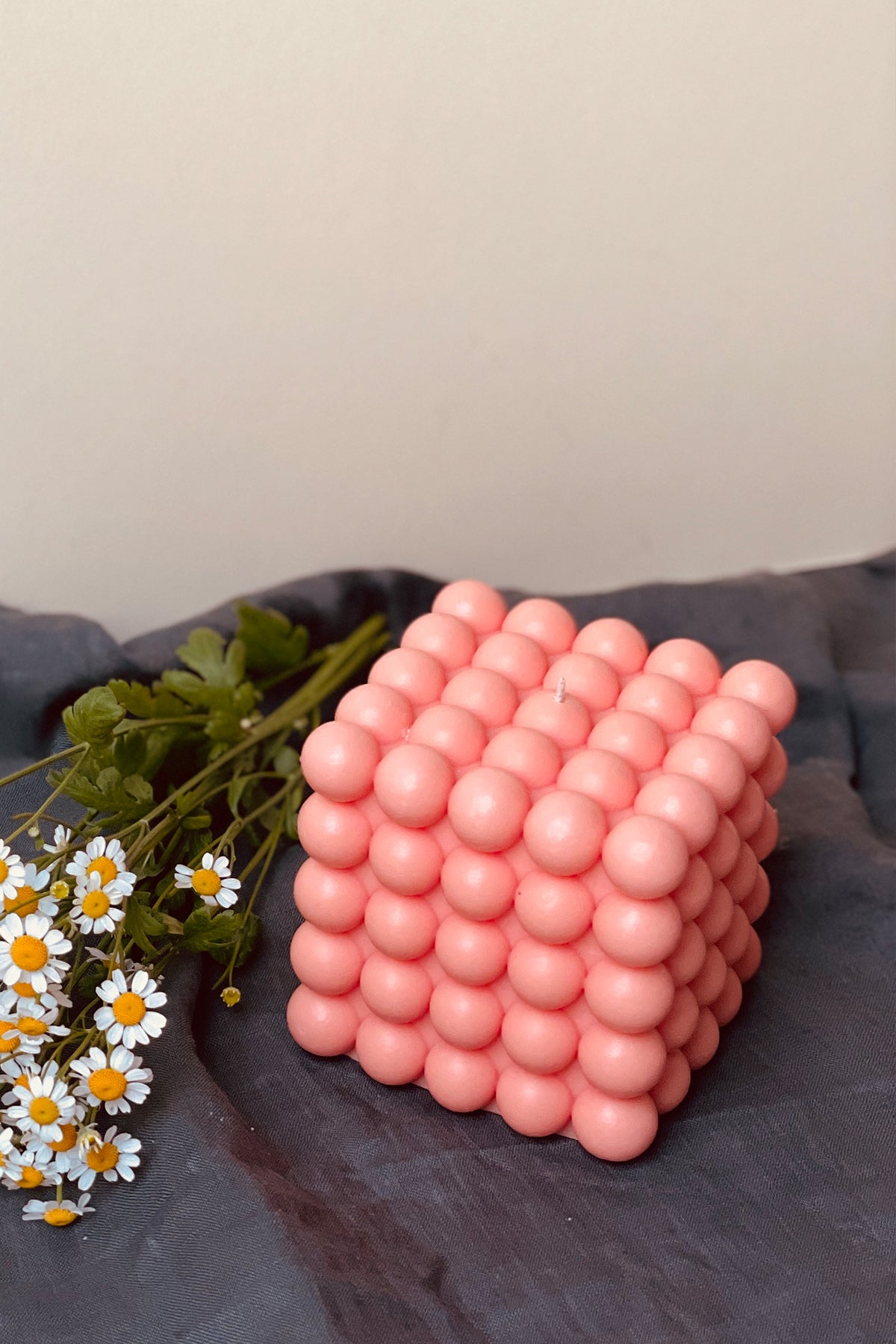 Large Pastel Bubble Cube Candle