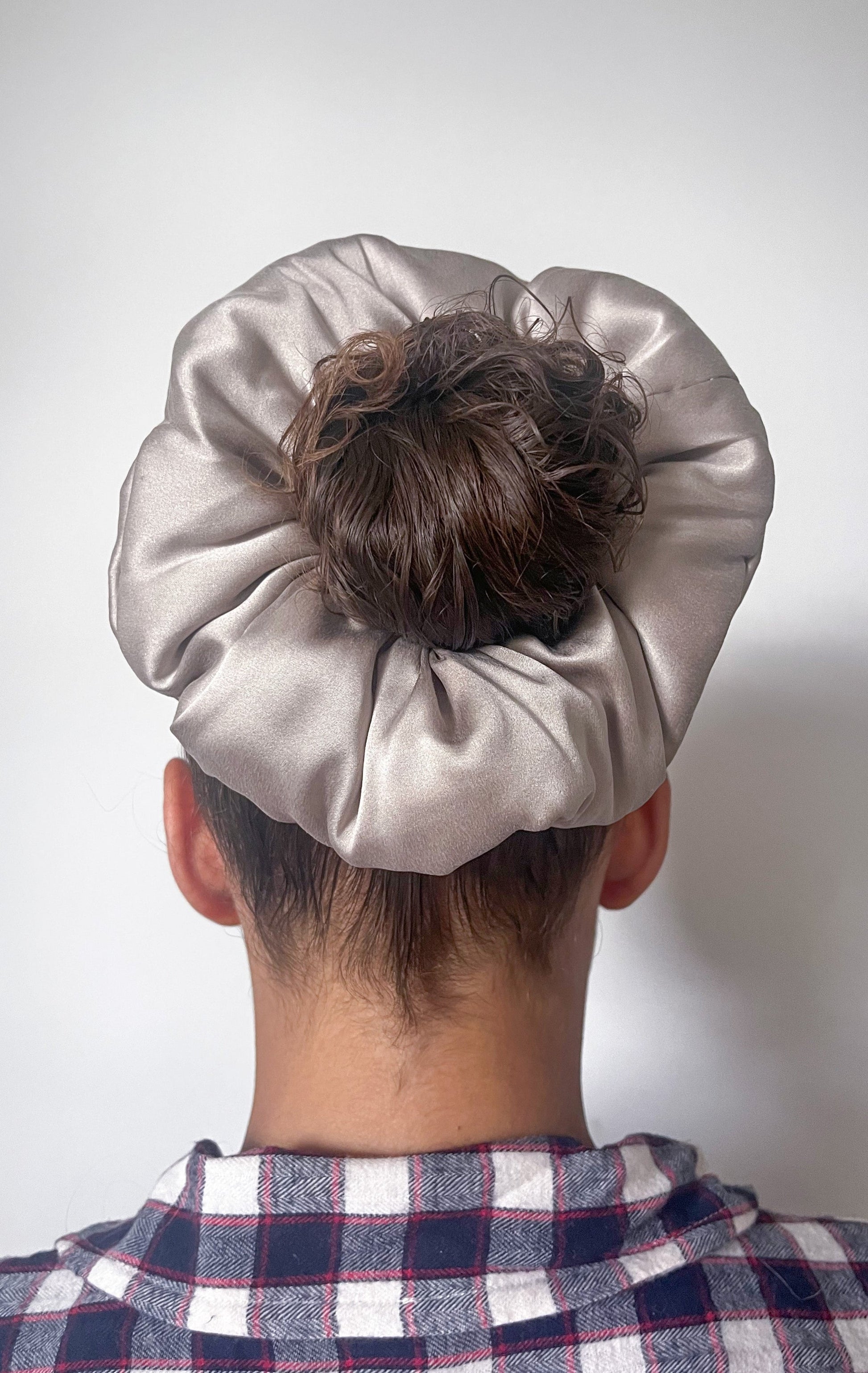 Soft Beige Oversized Organic Stretch Silk Scrunchie